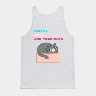 Coffee cats and yoga mats funny yoga and cat drawing Tank Top